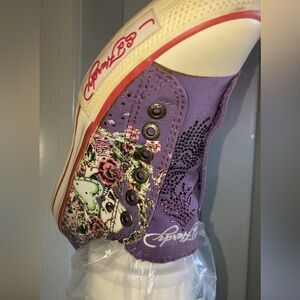 Ed Hardy Geisha/Rhinstones Purple Size 8 Shoes RARE